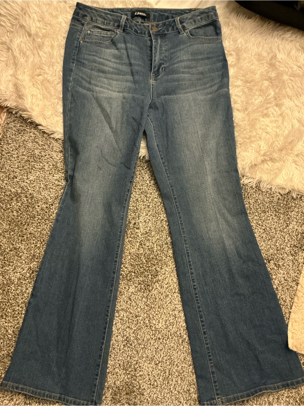 🔥 d.jeans Women’s Medium Wash High Rise Wide Flare Denim Jeans